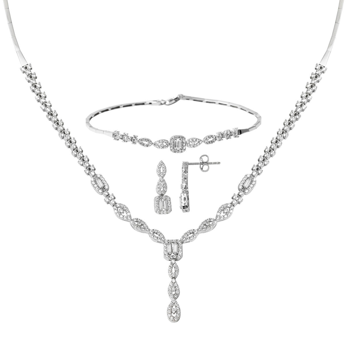 Starlight Baguette with Stones White Gold Set