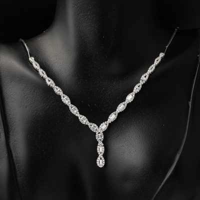 Nazende Baguette with Stones White Gold Set - 14K - 12.79g - EZ Gold