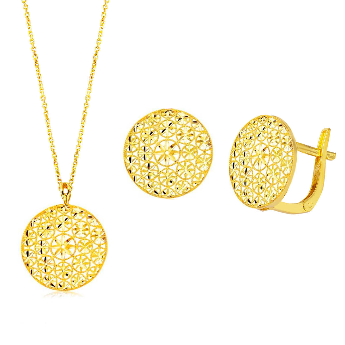 Fleur de Vie Collier & Boucle d'oreilleli 22 Carats Set