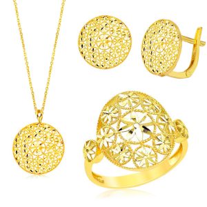 Fleur de Vie 22 Carats Or 3&rsquo;lü Set