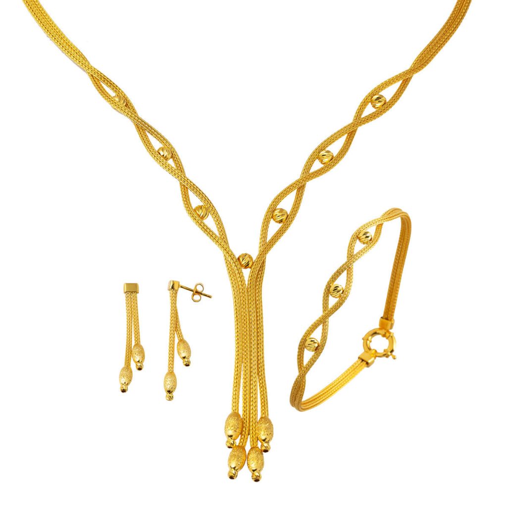 Şahsenem Braided Chain Gold Jewelry Set