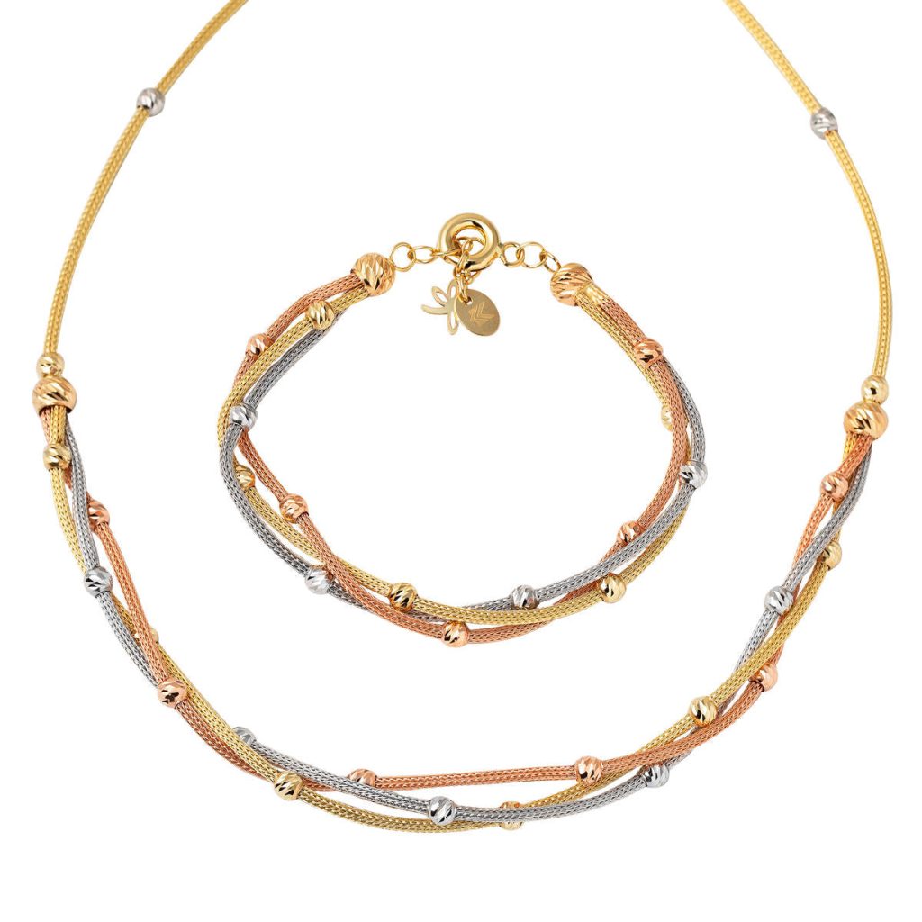 Yakamoz Gerdanlık & Bracelet Top Gold Set