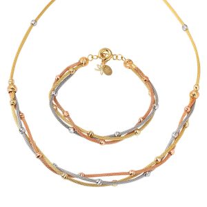 Yakamoz Gerdanlık & Bracelet Top Gold Set