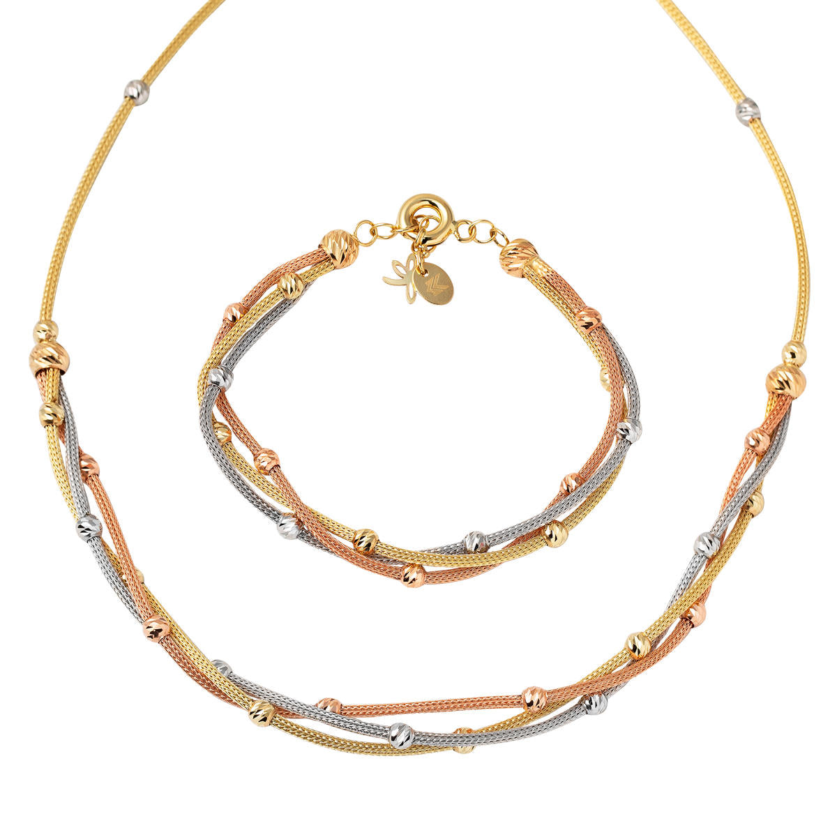 Yakamoz Gerdanlık & Bracelet Top Gold Set