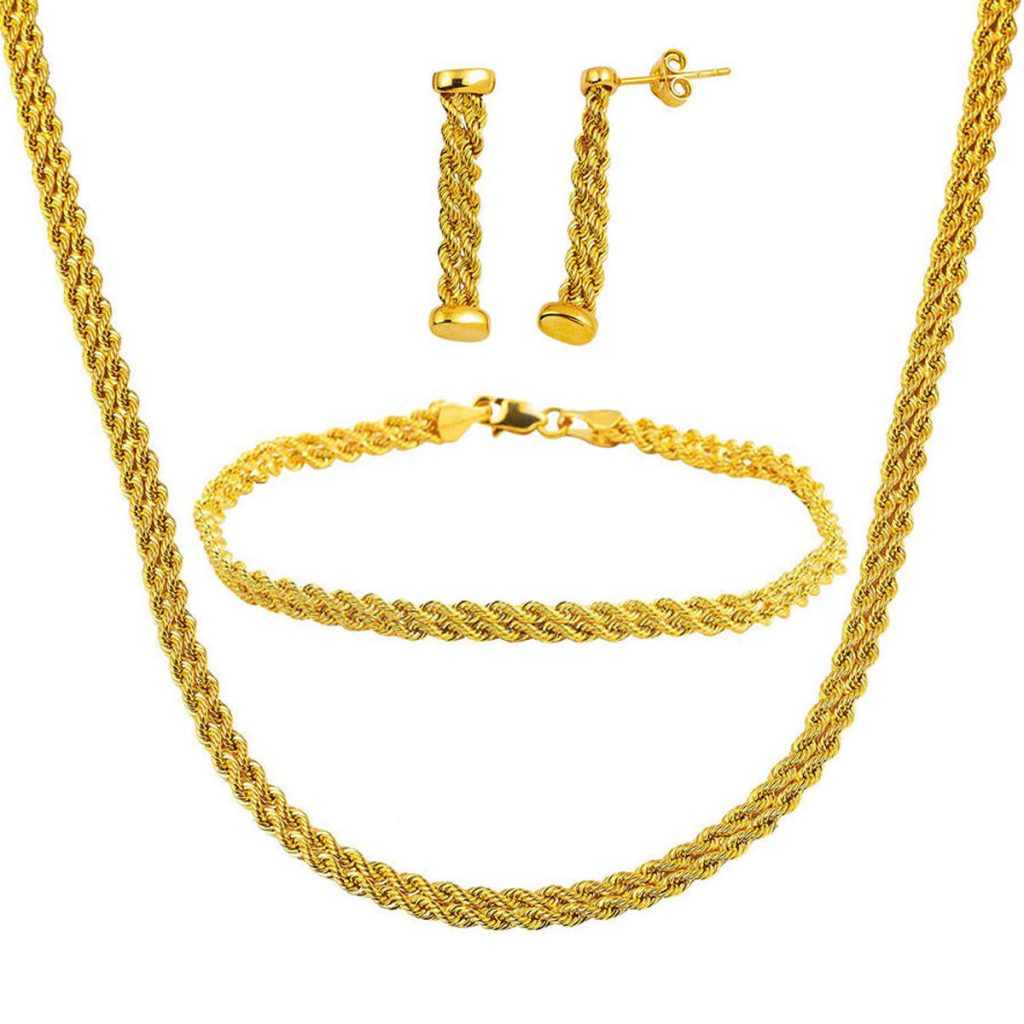 Twisted Classic 14 Karat Gold Jewelry Set