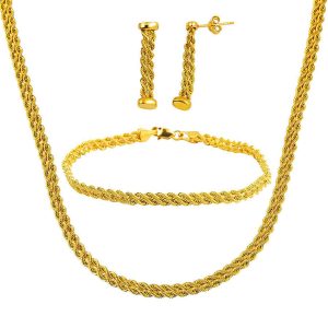 Twisted Classic 14 Karat Gold Jewelry Set