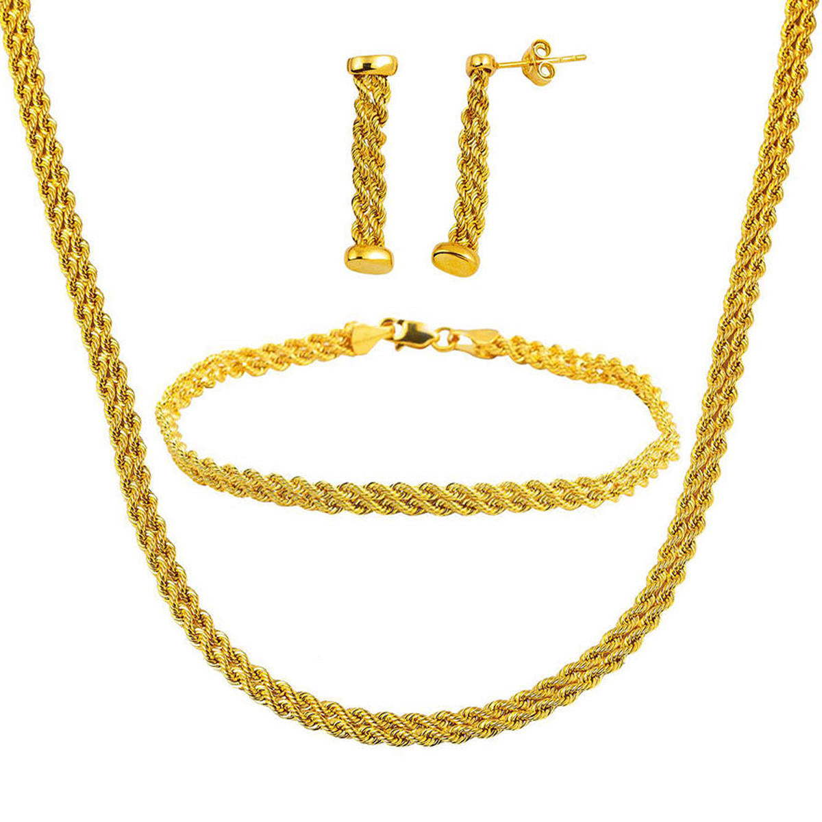Twisted Classic 14 Karat Gold Jewelry Set