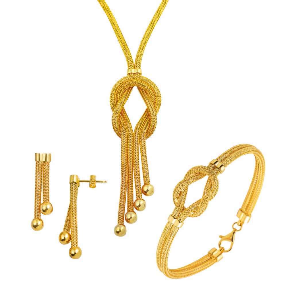 Sarkaç Toplar Braided Chain Gold Set