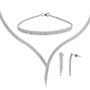 Üç Row Filigree White Gold Jewelry Set