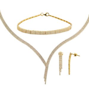 Üç Rangs Filigrane 14 Carats Or Bijou Parure