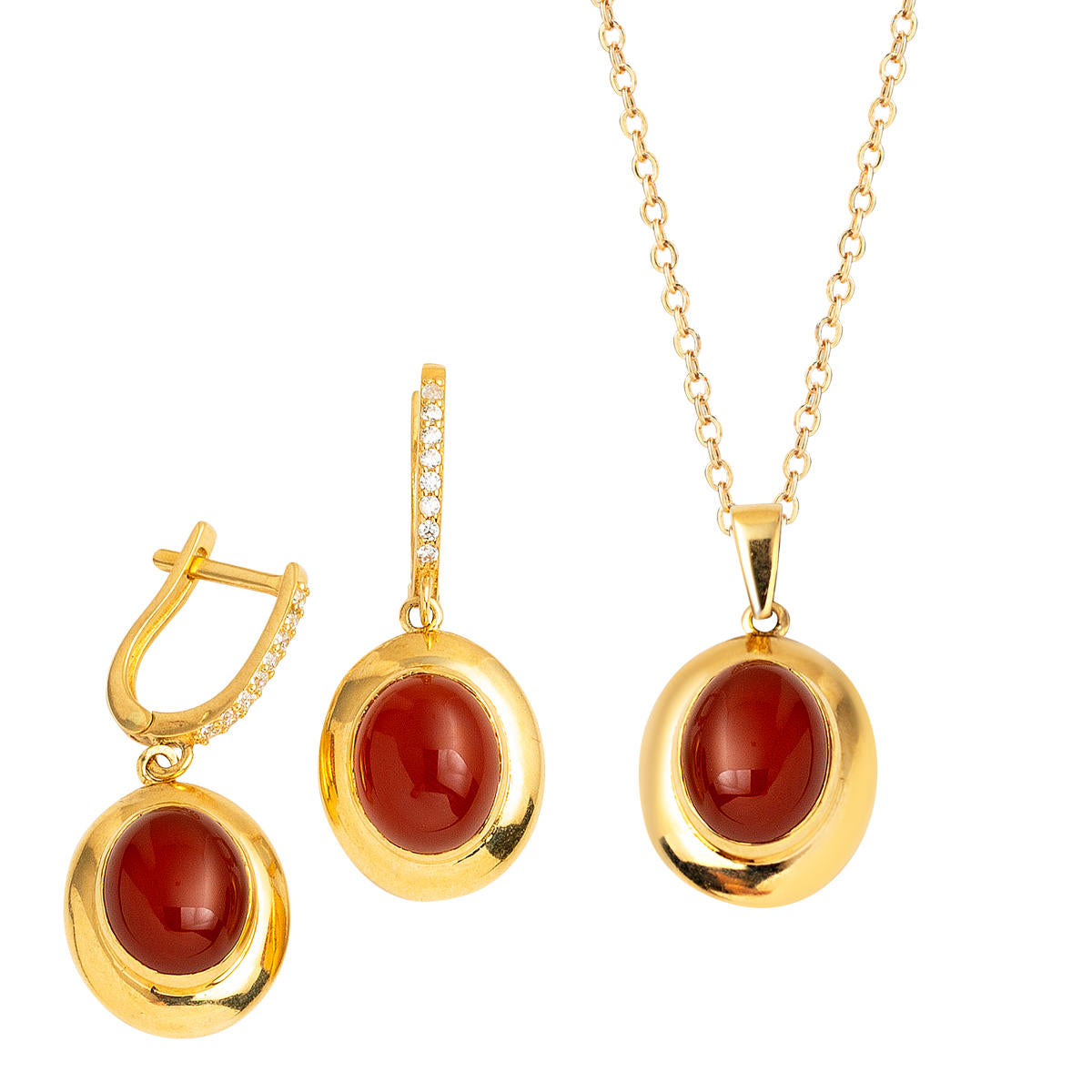 Akik avec Pierres 14 Carats 2 pièces Or Set