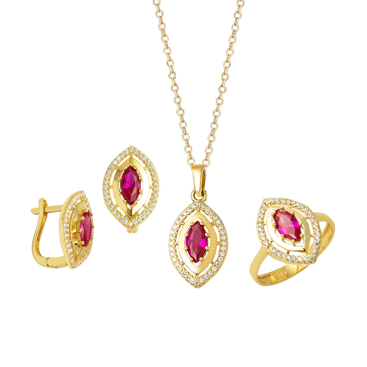 Göz 14 Karat Gold Engagement Set