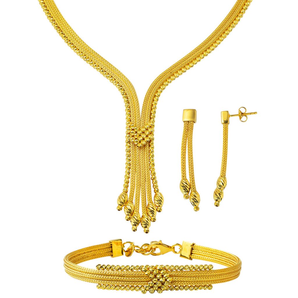 Braided Chain Top Top 22 Karat Gold Jewelry Set