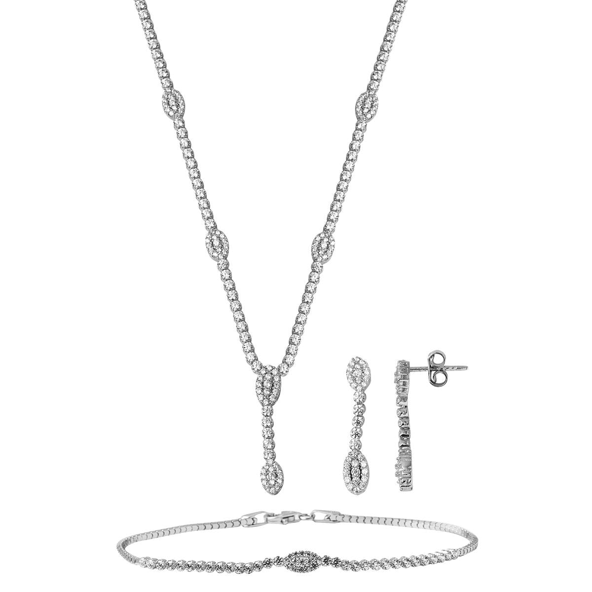 Filigree 14 Karat White Gold Jewelry Set