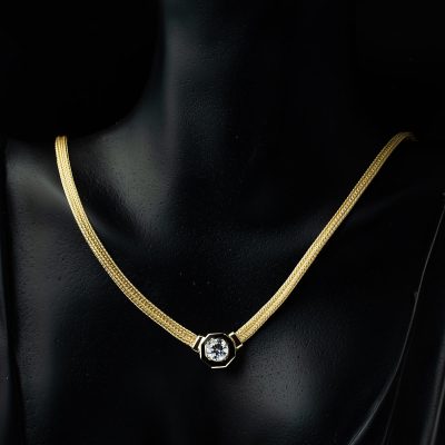 Örgü Zincir Tektaşlı Altın Takı Seti - 14K - 17.36g - EZ Gold