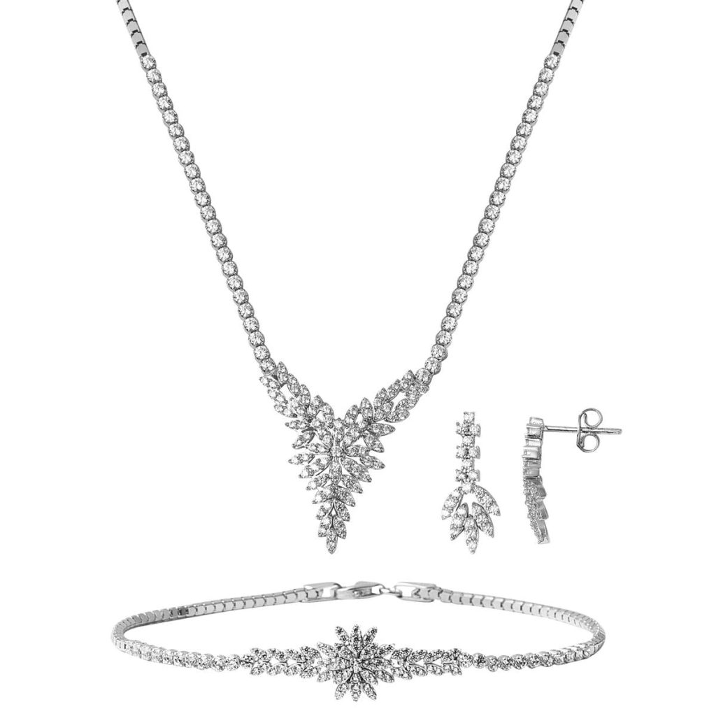 Kardelen 14 Karat White Gold Jewelry Set