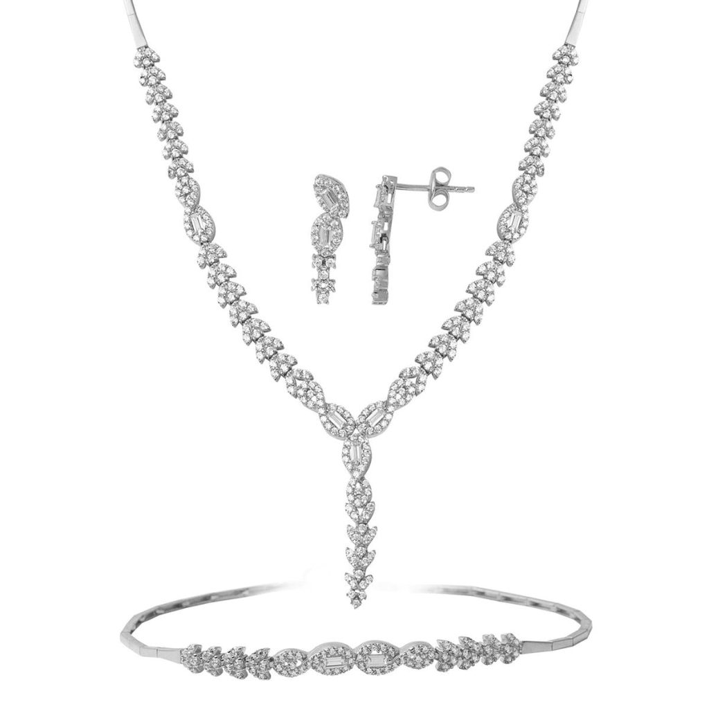 Ivy Baguette with Stones White Gold Set