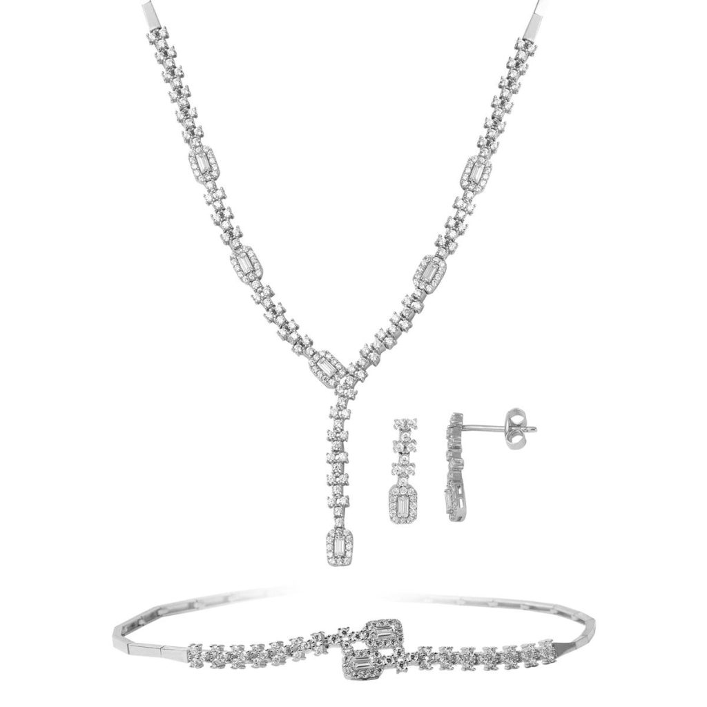 Merdiven 14 Karat Baguette with Stones Gold Set
