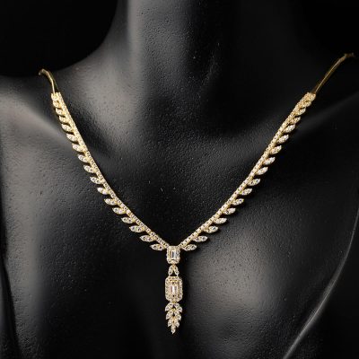 Leaves Baguette with Stones Gold Takı Seti - 14K - 12.45g - EZ Gold