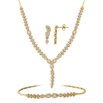 Ivy Baguette with Stones Gold Takı Seti