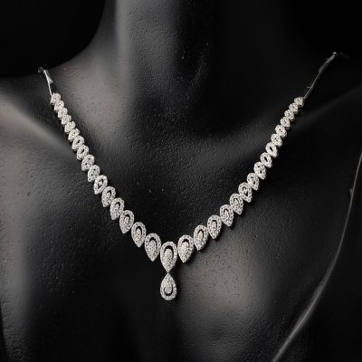 Gouttelar Blanc Or avec Pierres Takı Seti - 14K - 14.19g - EZ Gold