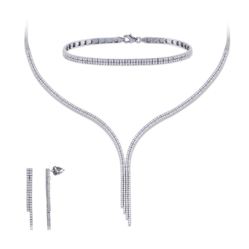 2 Row Filigree 14 Karat White Gold Set