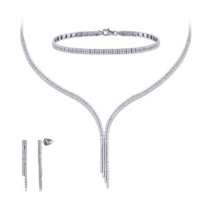 2 Rangs Filigrane 14 Carats Blanc Or Set