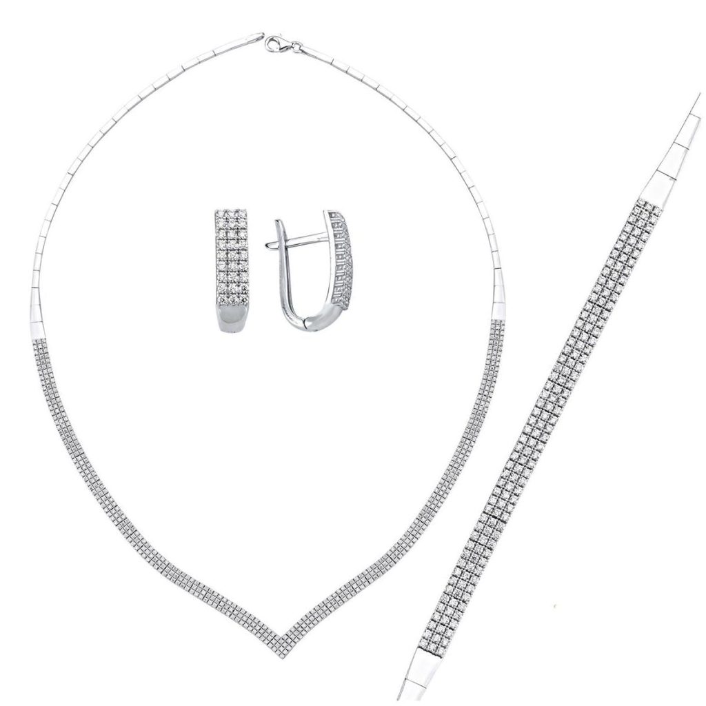 Filigrane 3 Rangs Çavuş 14 Carats Blanc Or Set