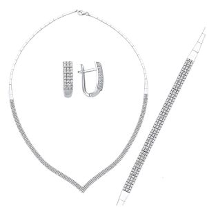 Filigree 3 Row Çavuş 14 Karat White Gold Set
