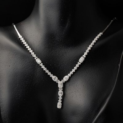 Baget Taşlı Beyaz 14 Ayar Altın Set - 14K - 14.13g - EZ Gold
