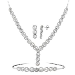 Droplar Baguette with Stones White Gold Set