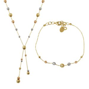 Ball Beaded 14 Karat İkili Gold Set