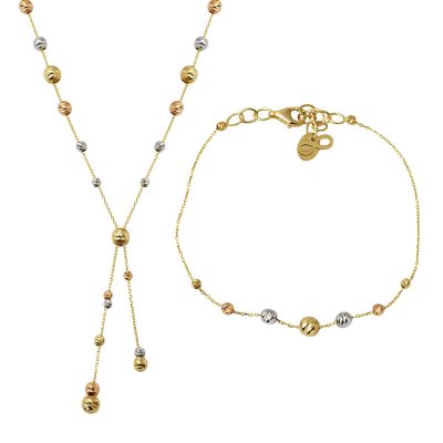 Doric Beaded 14K İkili Gold Set