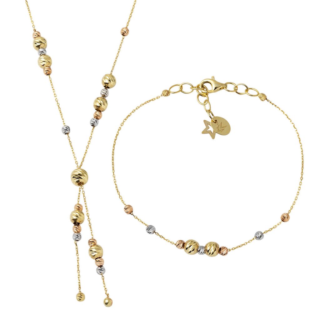 Necklace & Bracelet 14 Karat Ball Gold Set