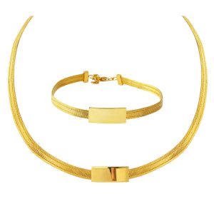 Gerdanlıklı Braceletli 22 Karat Trabzon Woven Set