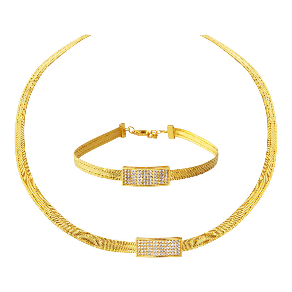 Braceletli Gerdanlıklı Trabzon Tresse Or Set