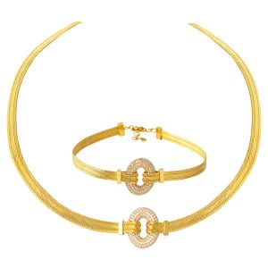 Gerdanlık & Bracelet Trabzon Tresse Or Set