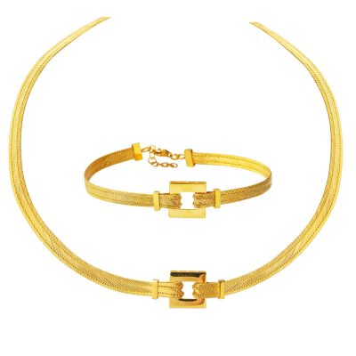 Bracelet & Gerdanlıklı 14 Karat Trabzon Woven Set