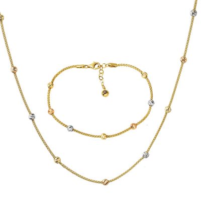 Doric Necklace & Bracelet 14K Gold Set
