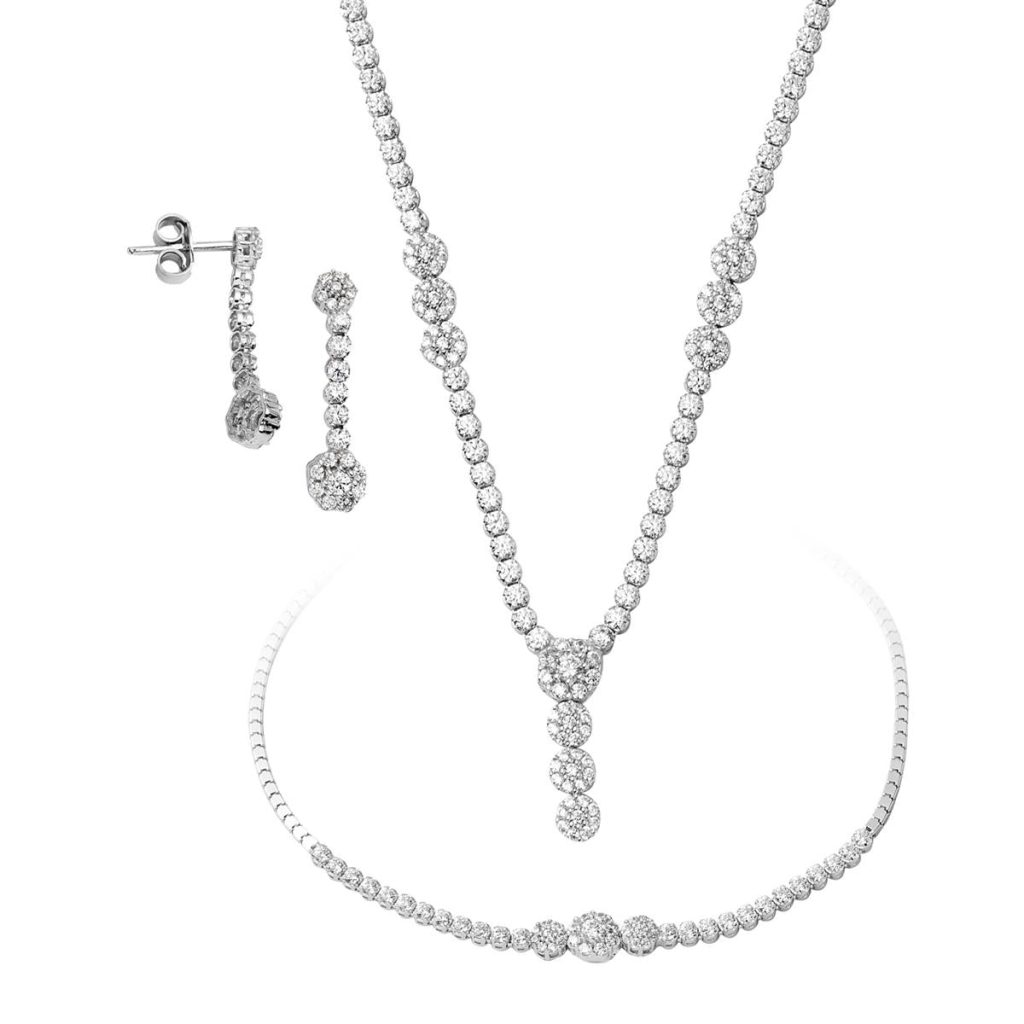 Fleur 14 Carats Blanc Or Bijou Parure