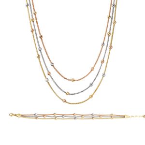 Boules 14 Carats Çoklu Chaine Or Set