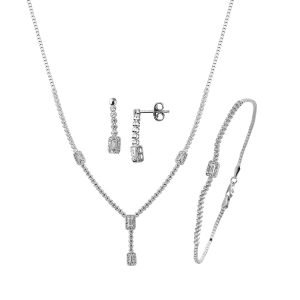 Baguette with Stones 14 Karat White Gold Set