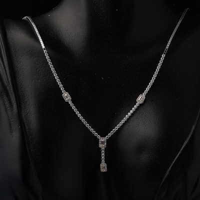 Baget Taşlı 14 Ayar Beyaz Altın Set - 14K - 9.14g - EZ Gold