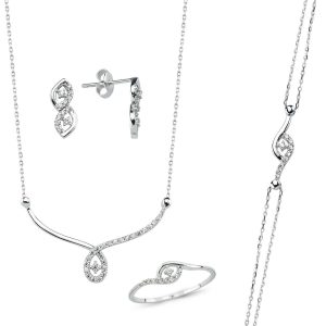 Favori 14 Carats Blanc Or Fiancailles Bijou Parure