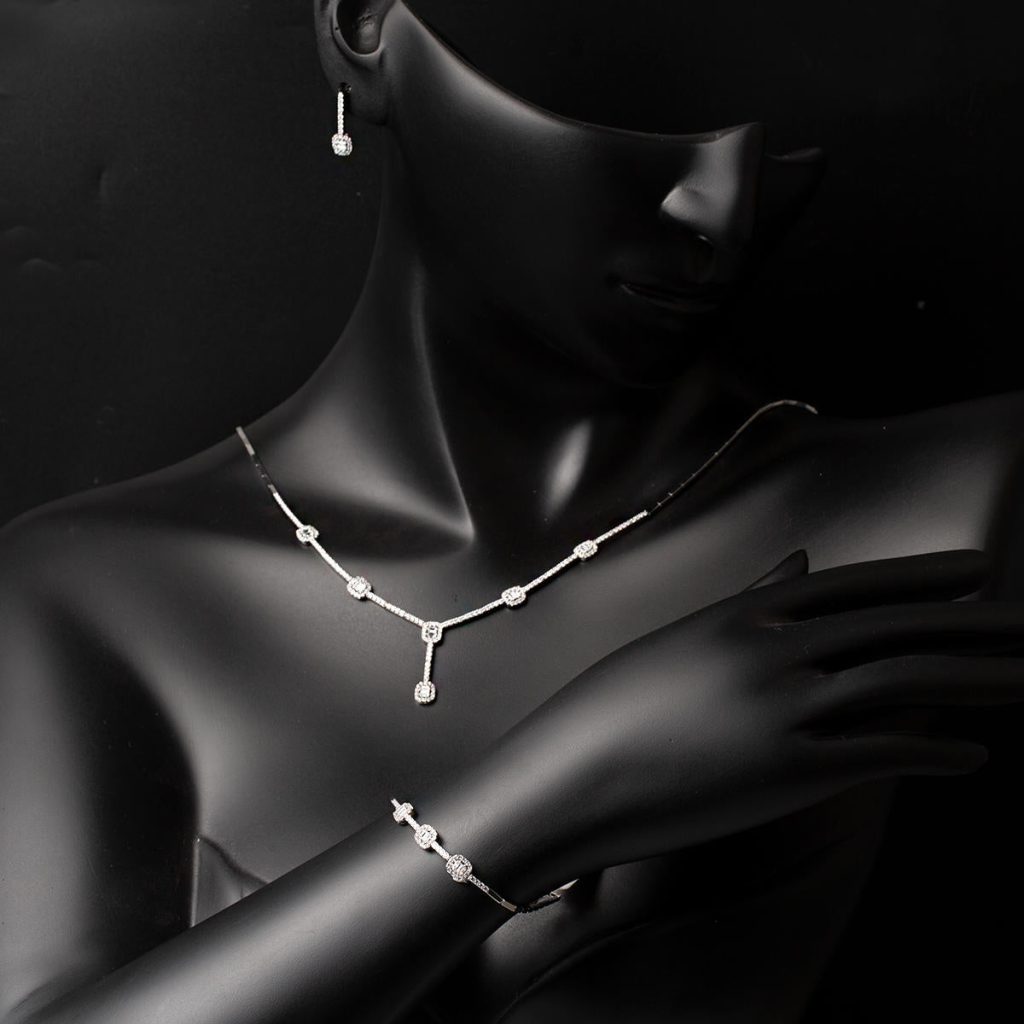 Favori 14 Carats Baguette avec Pierres Blanc Or Set