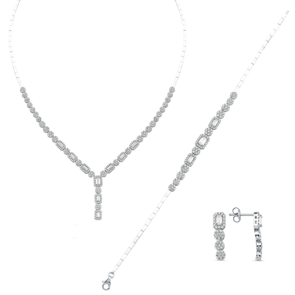 Favori Baguette with Stones White Gold Jewelry Set