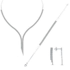 3 Row Filigree 14 Karat White Gold Set
