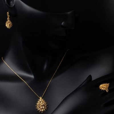 Yaprak 22 Ayar Üçlü Takı Seti - 22K - 20.4g - EZ Gold