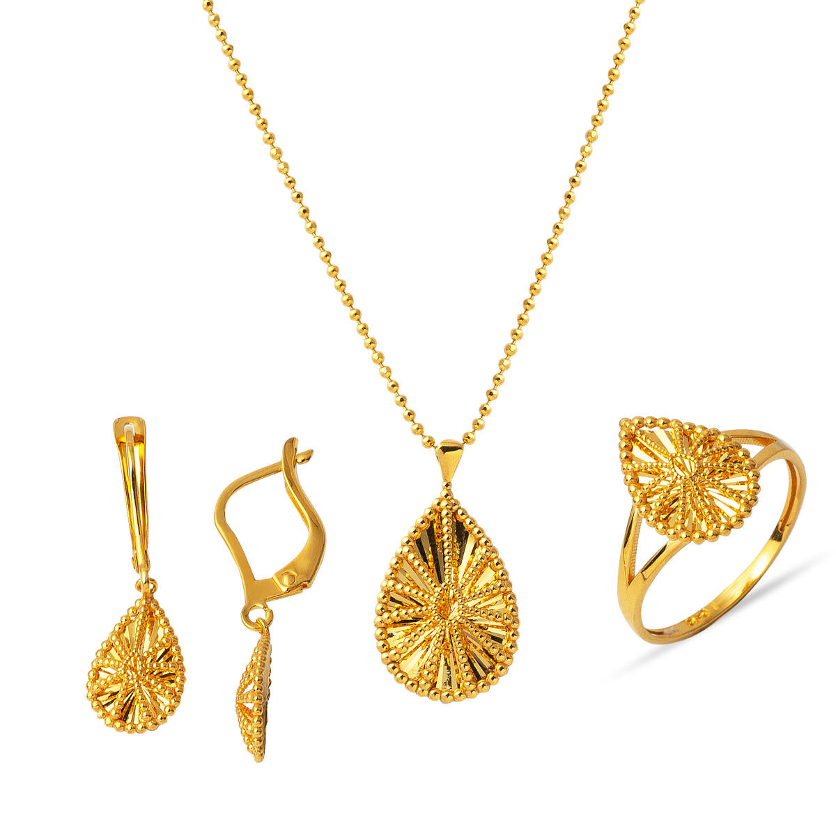 Goutte 22 Carats Trois pièces Bijou Parure
