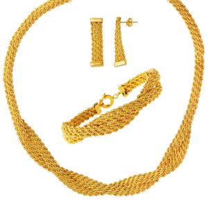 Twisted Plain Gold Jewelry Set
